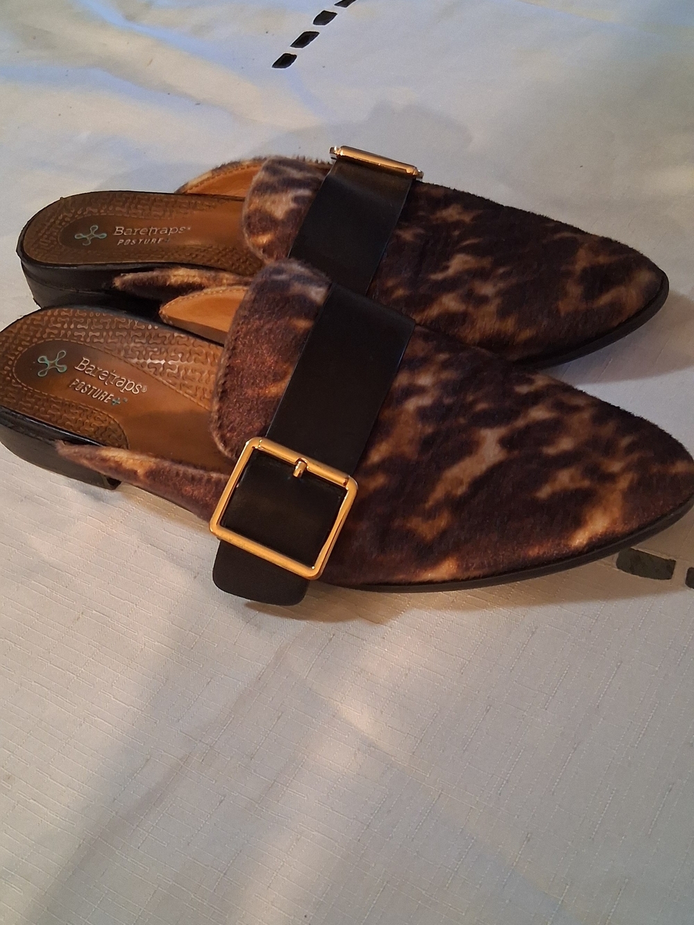 Baretraps Men’s Brown Leopard Print Slip-On Loafers with Buckle 9 260948 Womens